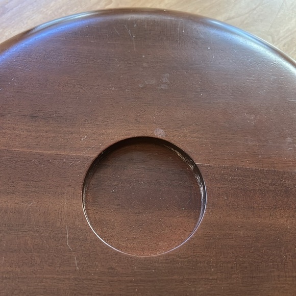 Round Cheese Serving Tray Decorative Fruit Tile Dark Wood - Picture 5 of 5